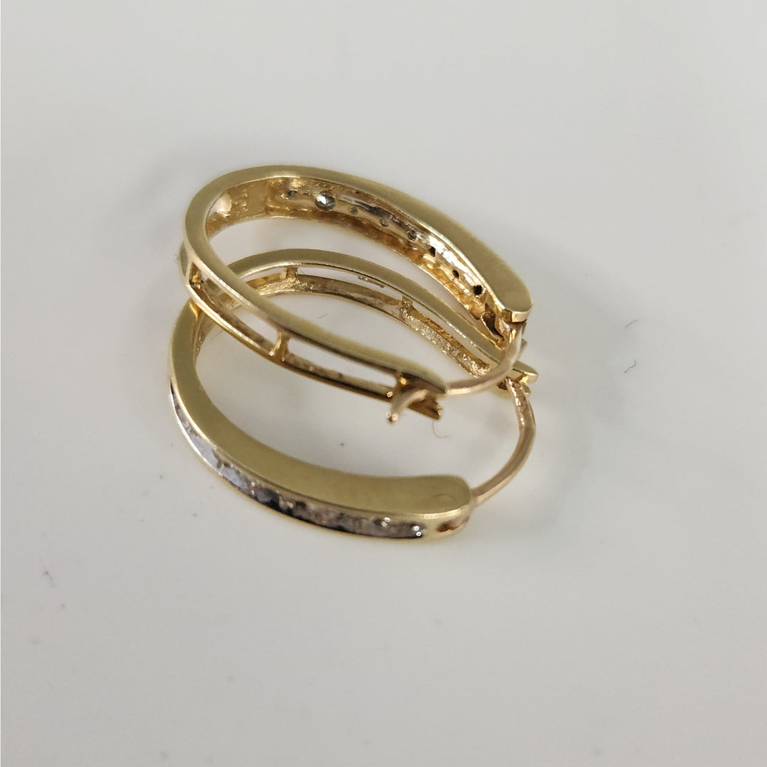10k Yellow Gold Diamond Hoop Earrings
