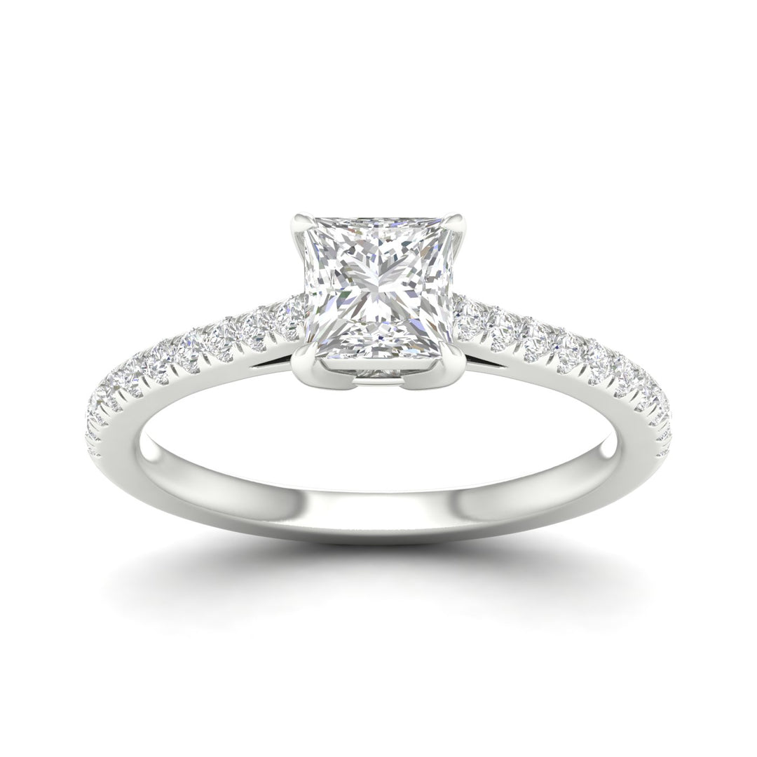 Brilliant 14k White Gold 1CT Lab Diamond Engagement Ring
