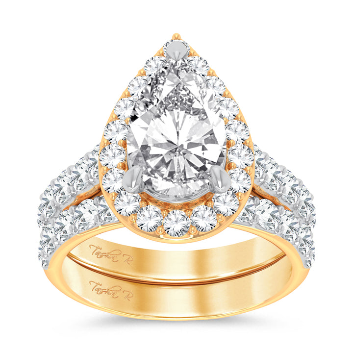 14K Yellow Gold 5CT Lab Diamond Bridal Ring Set