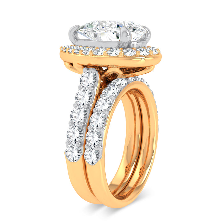 14K Yellow Gold 5CT Lab Diamond Bridal Ring Set