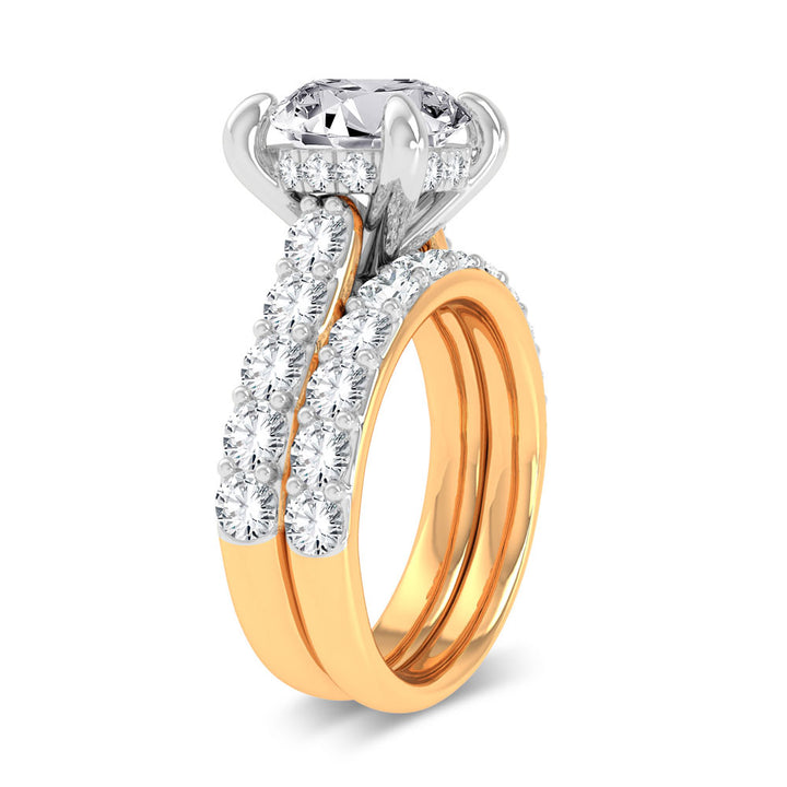 14K Yellow Gold 5CT Certified Lab Diamond Bridal Ring