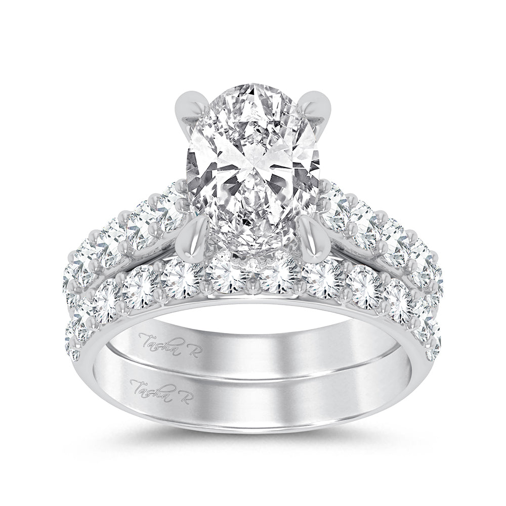 14K White Gold 5CT Lab Diamond Bridal Ring Set