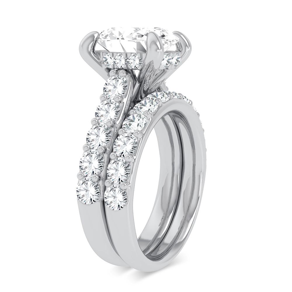 14K White Gold 5CT Lab Diamond Bridal Ring Set