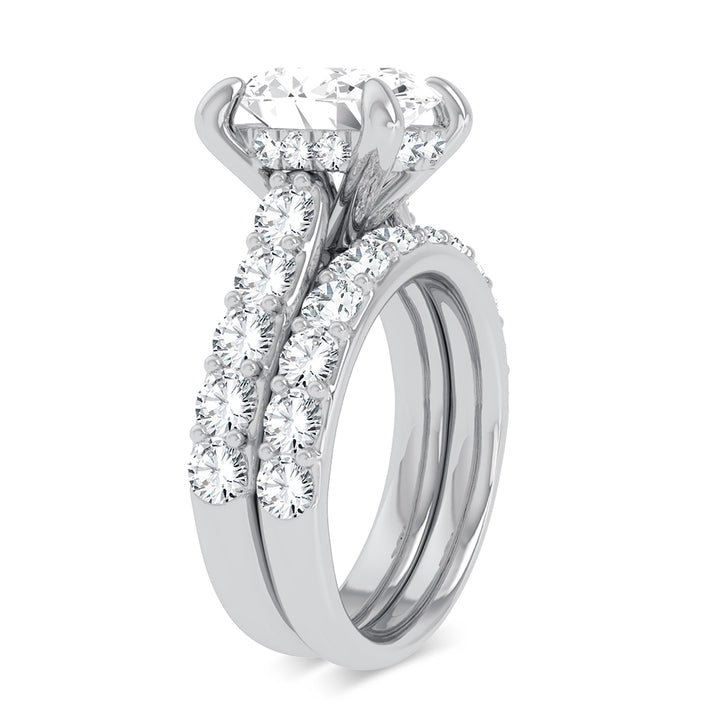 14K White Gold 5CT Lab Diamond Bridal Ring Set
