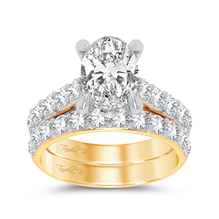 Certified 14K Yellow Gold 5CT Lab Diamond Bridal Ring