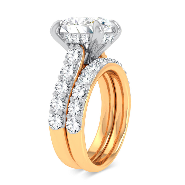 Certified 14K Yellow Gold 5CT Lab Diamond Bridal Ring
