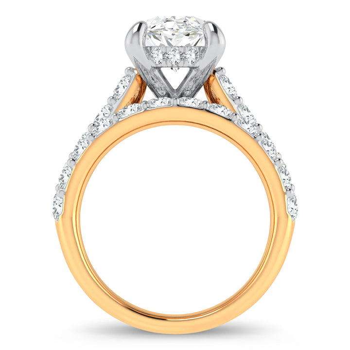 Certified 14K Yellow Gold 5CT Lab Diamond Bridal Ring