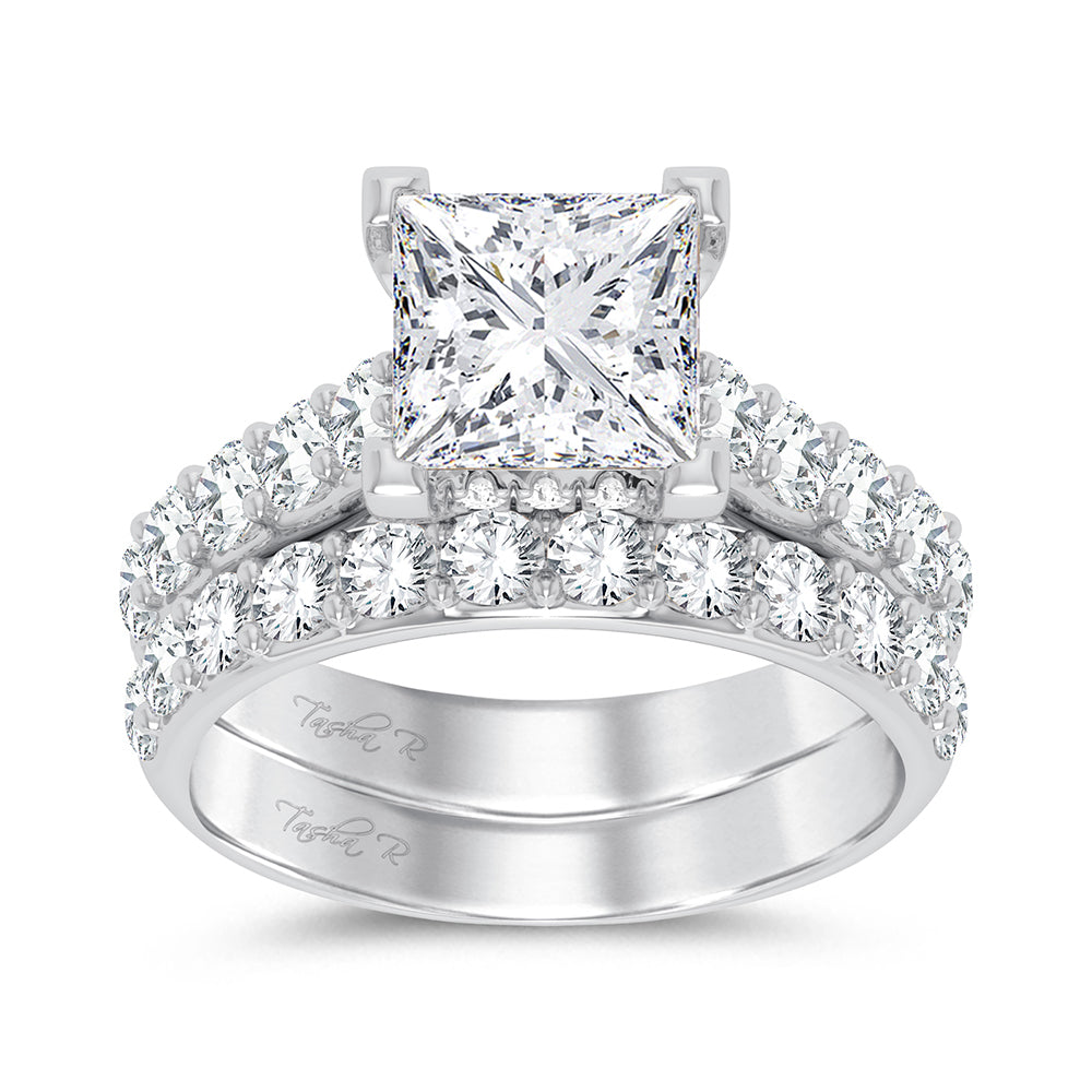 14K White Gold 5CT Lab Diamond Bridal Ring Set