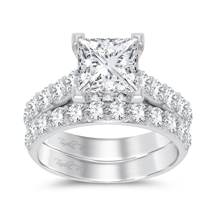 14K White Gold 5CT Lab Diamond Bridal Ring Set