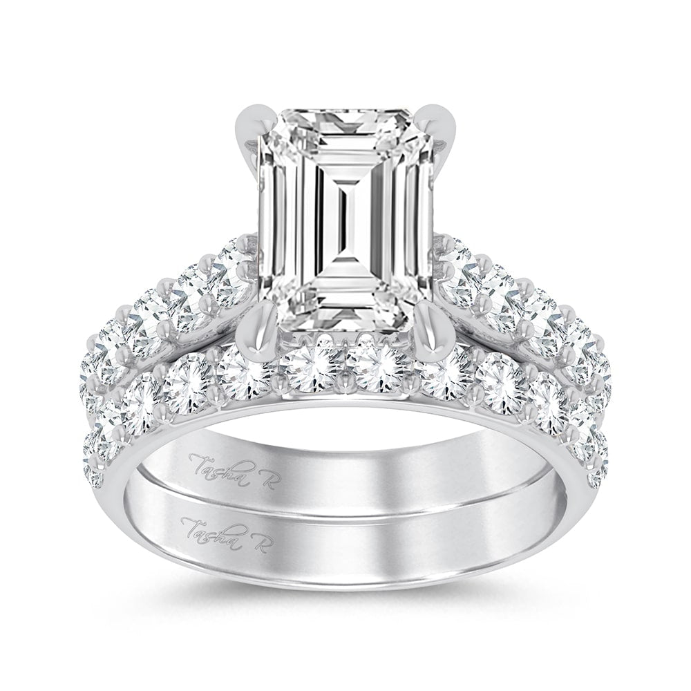14K White Gold 5CT Lab Diamond Bridal Ring Sensation