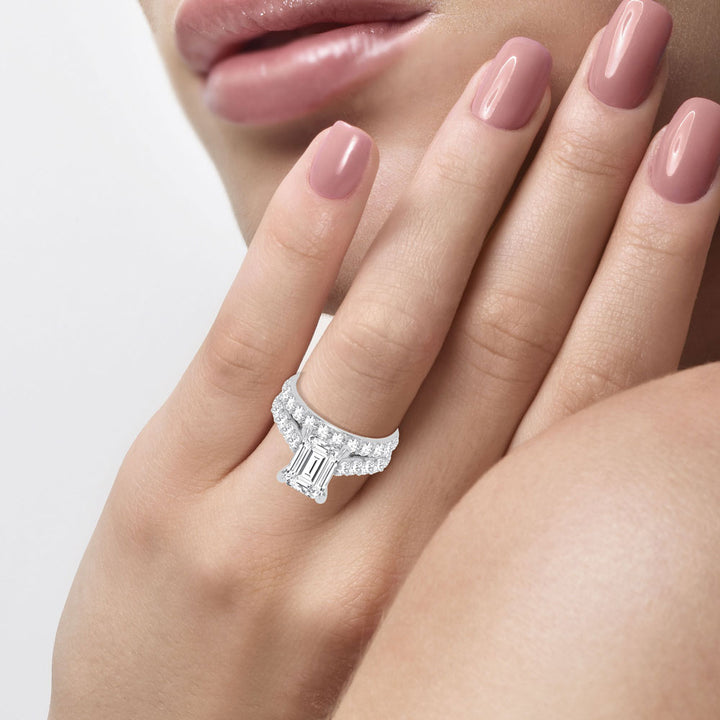 14K White Gold 5CT Lab Diamond Bridal Ring Sensation