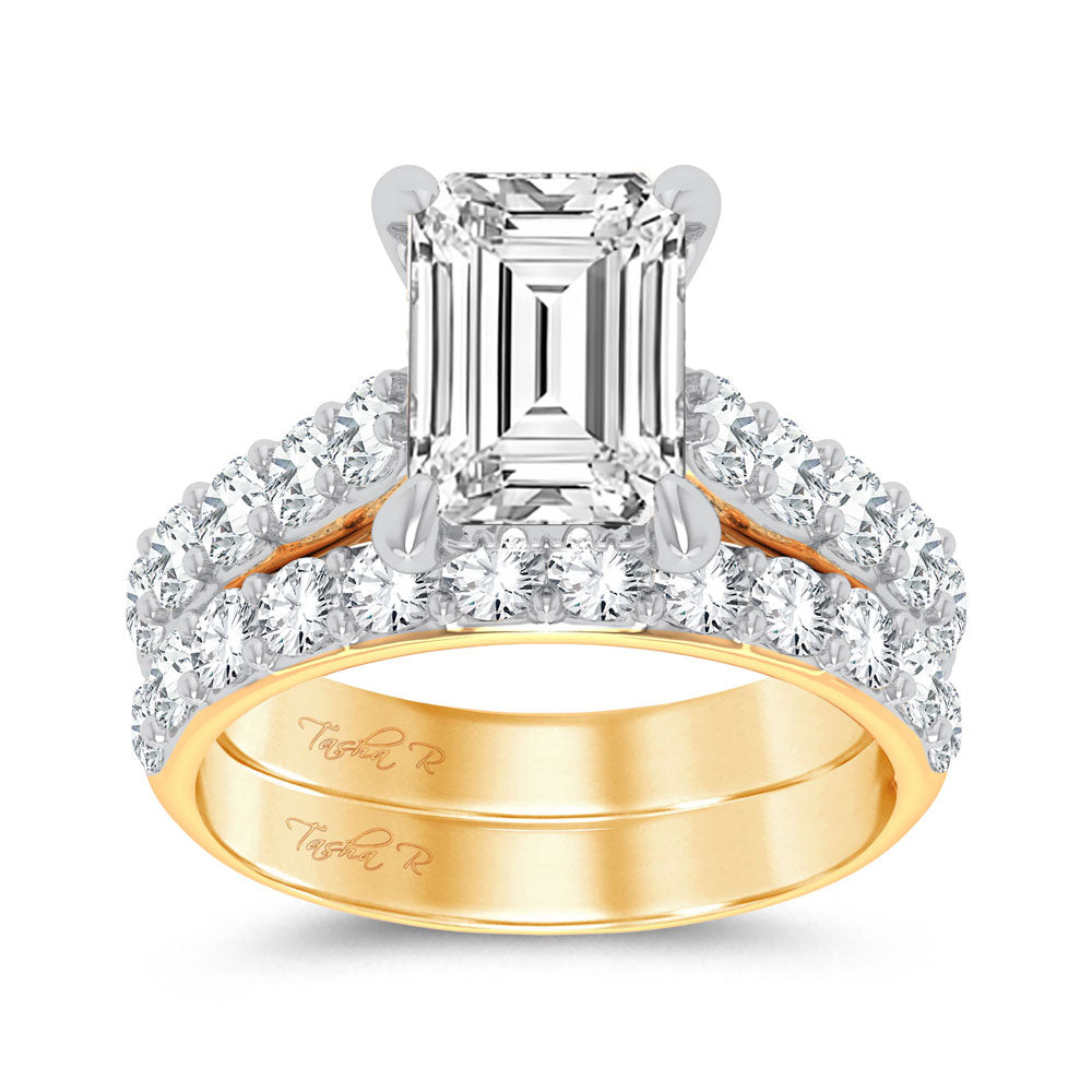 14K Yellow Gold 5CT Radiant Lab Diamond Bridal Ring