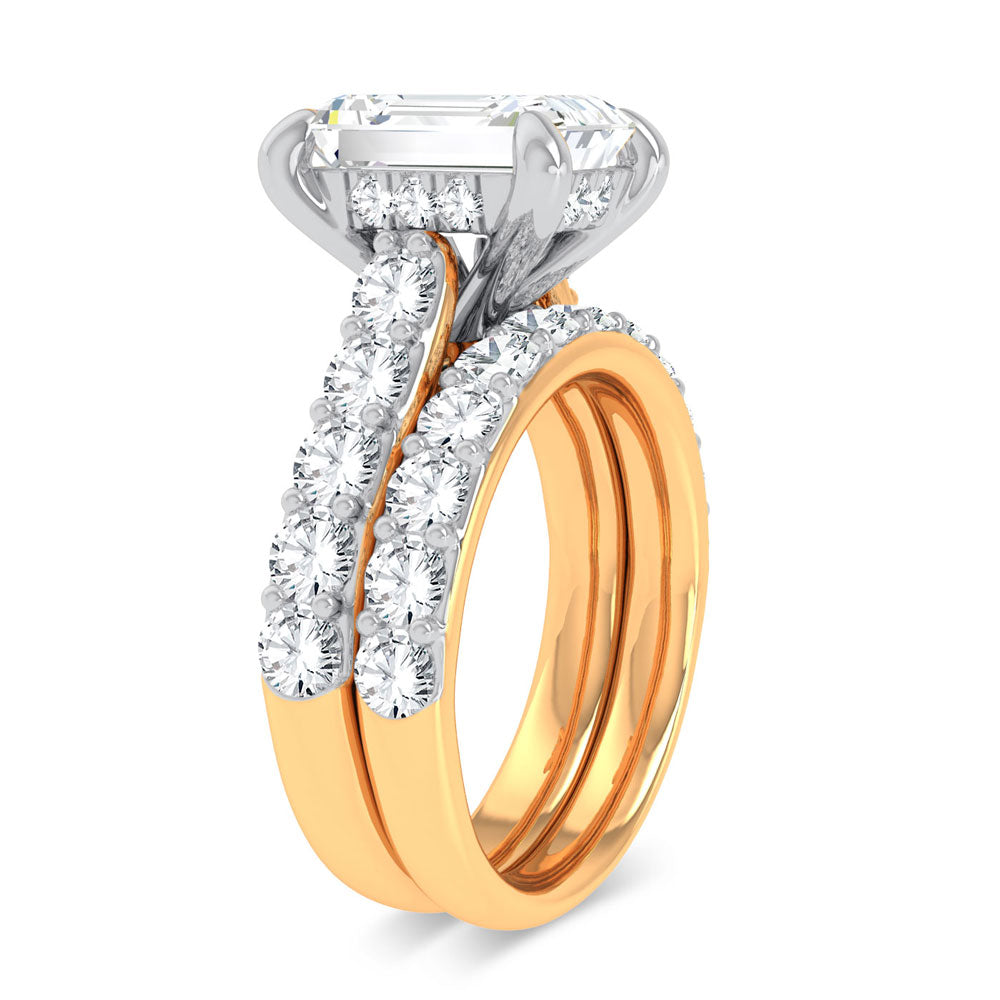 14K Yellow Gold 5CT Radiant Lab Diamond Bridal Ring