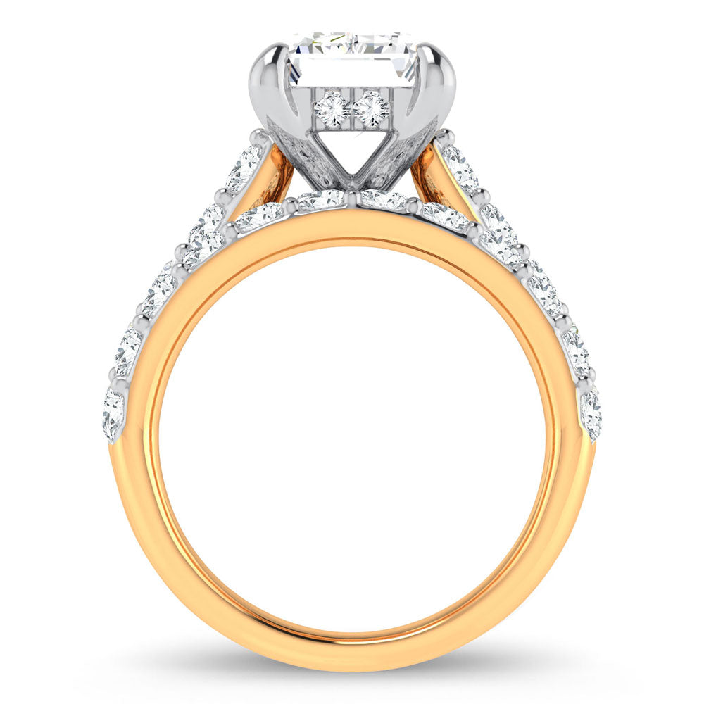 14K Yellow Gold 5CT Radiant Lab Diamond Bridal Ring