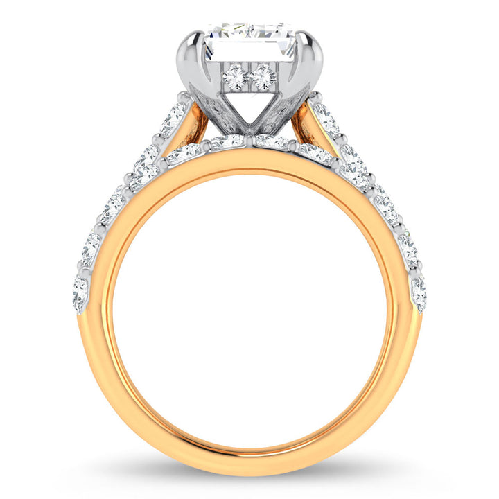 14K Yellow Gold 5CT Radiant Lab Diamond Bridal Ring