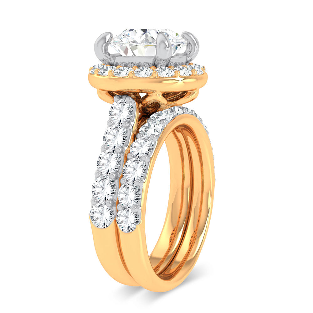 14K Yellow Gold 5CT Certified Lab Diamond Bridal Ring
