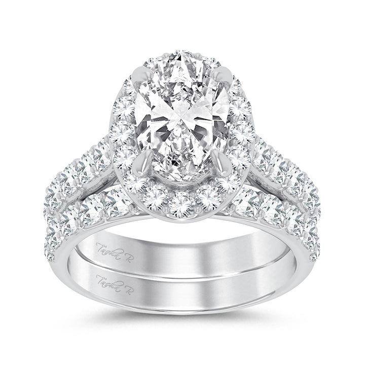 14k White Gold 5CT Certified Lab Diamond Bridal Ring Set