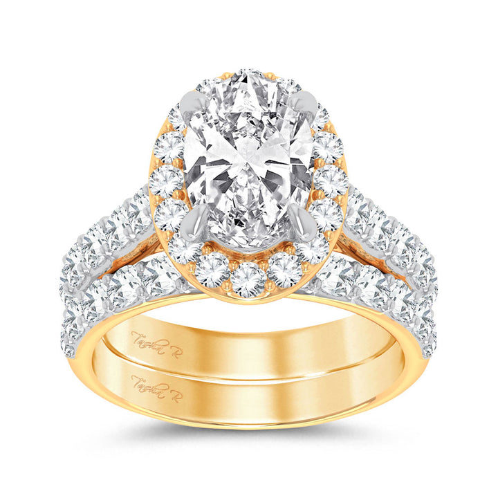 Certified 14K Yellow Gold 5CT Lab Diamond Bridal Ring