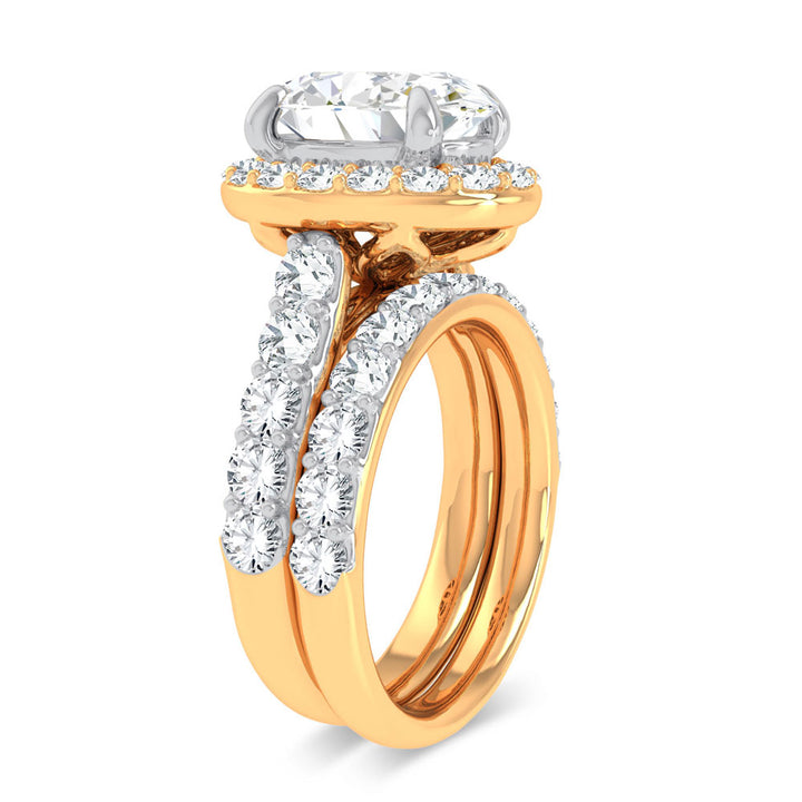 Certified 14K Yellow Gold 5CT Lab Diamond Bridal Ring