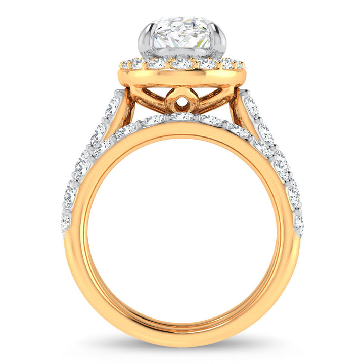 Certified 14K Yellow Gold 5CT Lab Diamond Bridal Ring