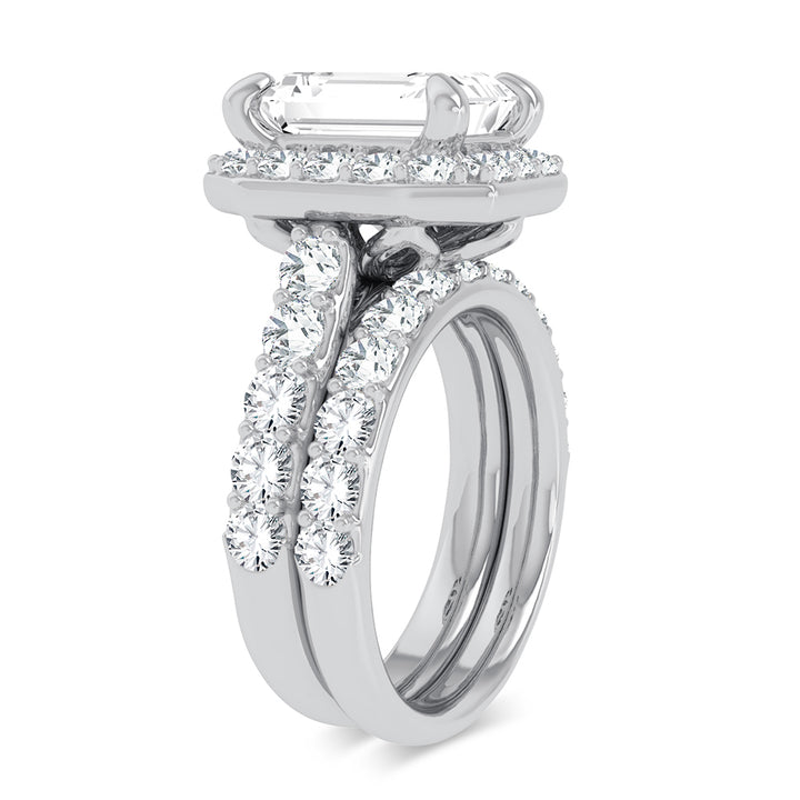 14K White Gold 5CT Lab Diamond Bridal Ring Set