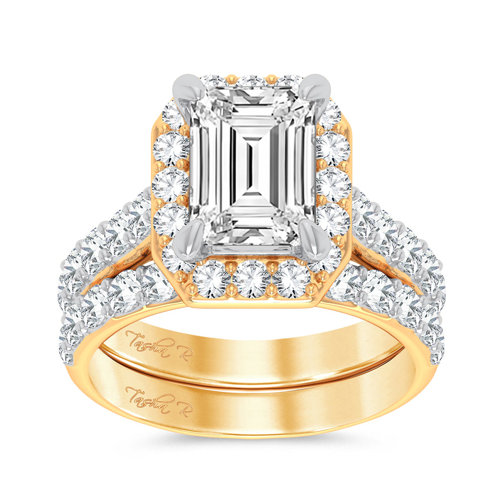Certified 14K Yellow Gold 5CT Lab Diamond Bridal Ring