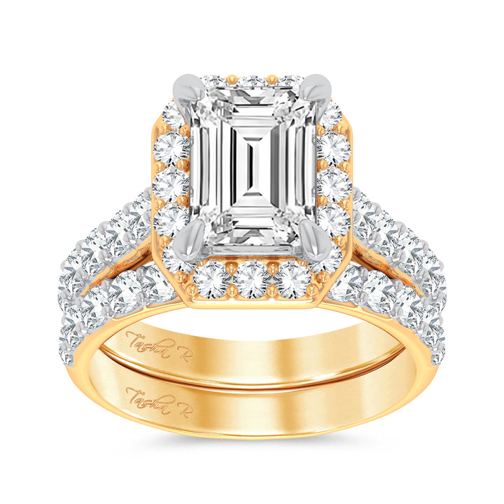 Certified 14K Yellow Gold 5CT Lab Diamond Bridal Ring