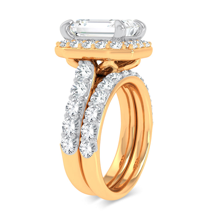 Certified 14K Yellow Gold 5CT Lab Diamond Bridal Ring