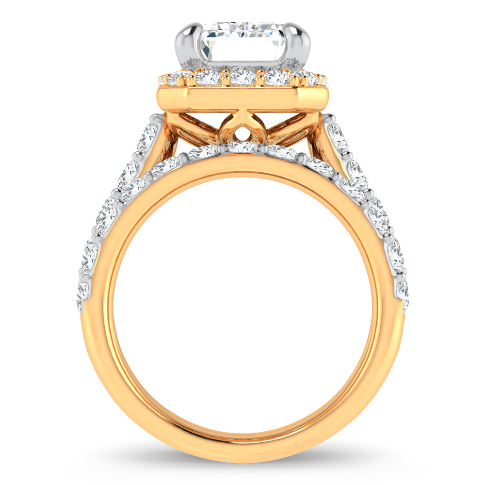 Certified 14K Yellow Gold 5CT Lab Diamond Bridal Ring