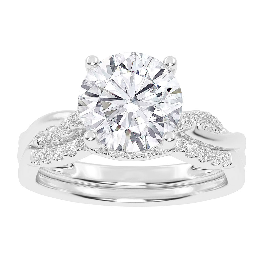 10k White Gold 1.25CT Lab Diamond Bridal Ring Set