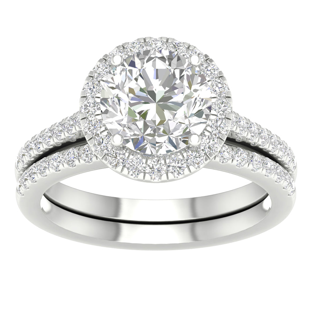 14K White Gold 3CT Lab Grown Diamond Bridal Ring Set