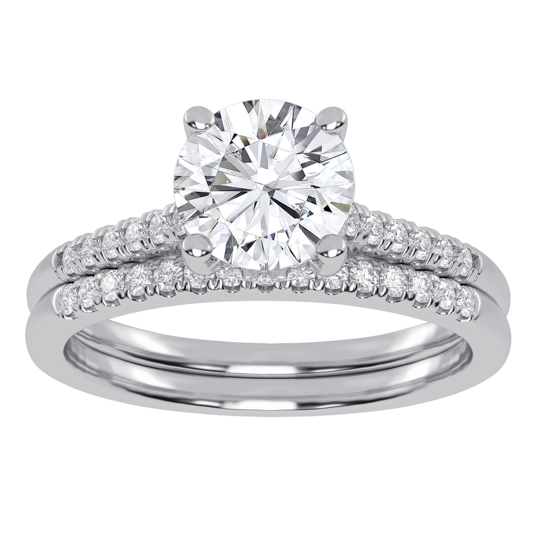10k White Gold 1.26CT Lab Diamond Bridal Ring Set