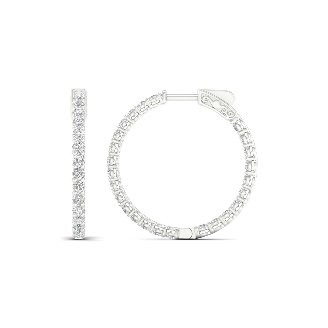 14K White Gold Lab Diamond Luxe Hoop Earrings