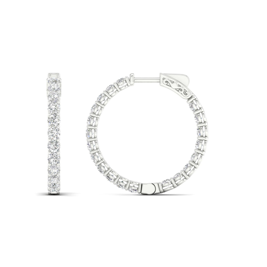 14k White Gold 4CT Lab Diamond Luxe Hoop Earrings