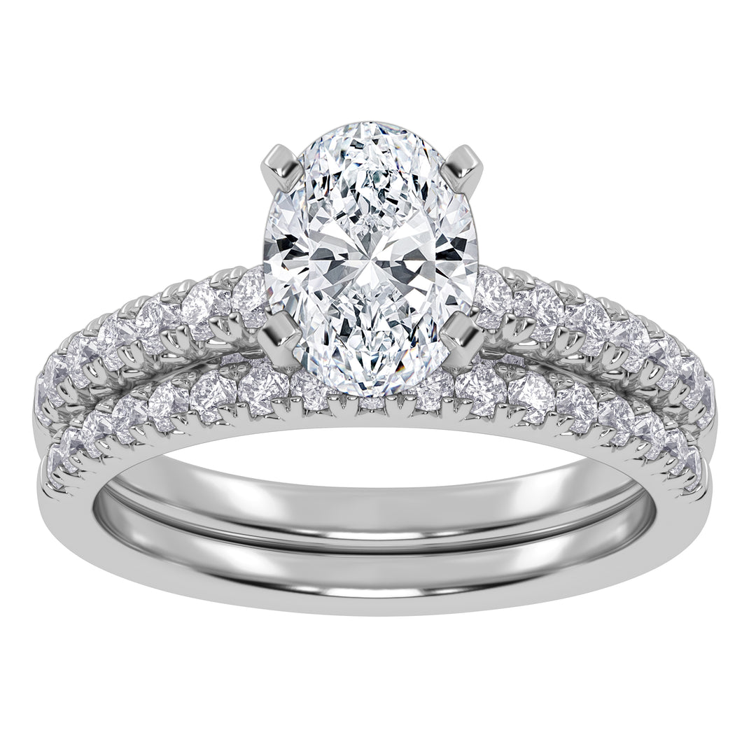10k White Gold 1.50CT Lab Diamond Bridal Ring Set