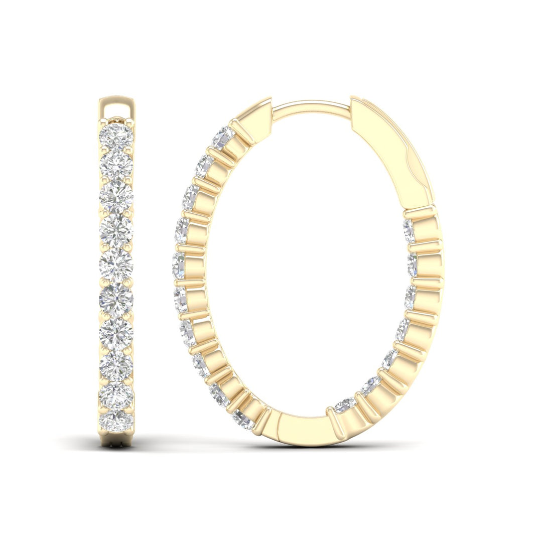 14K Yellow Gold Lab Diamond Luxe Hoop Earrings - 2CT
