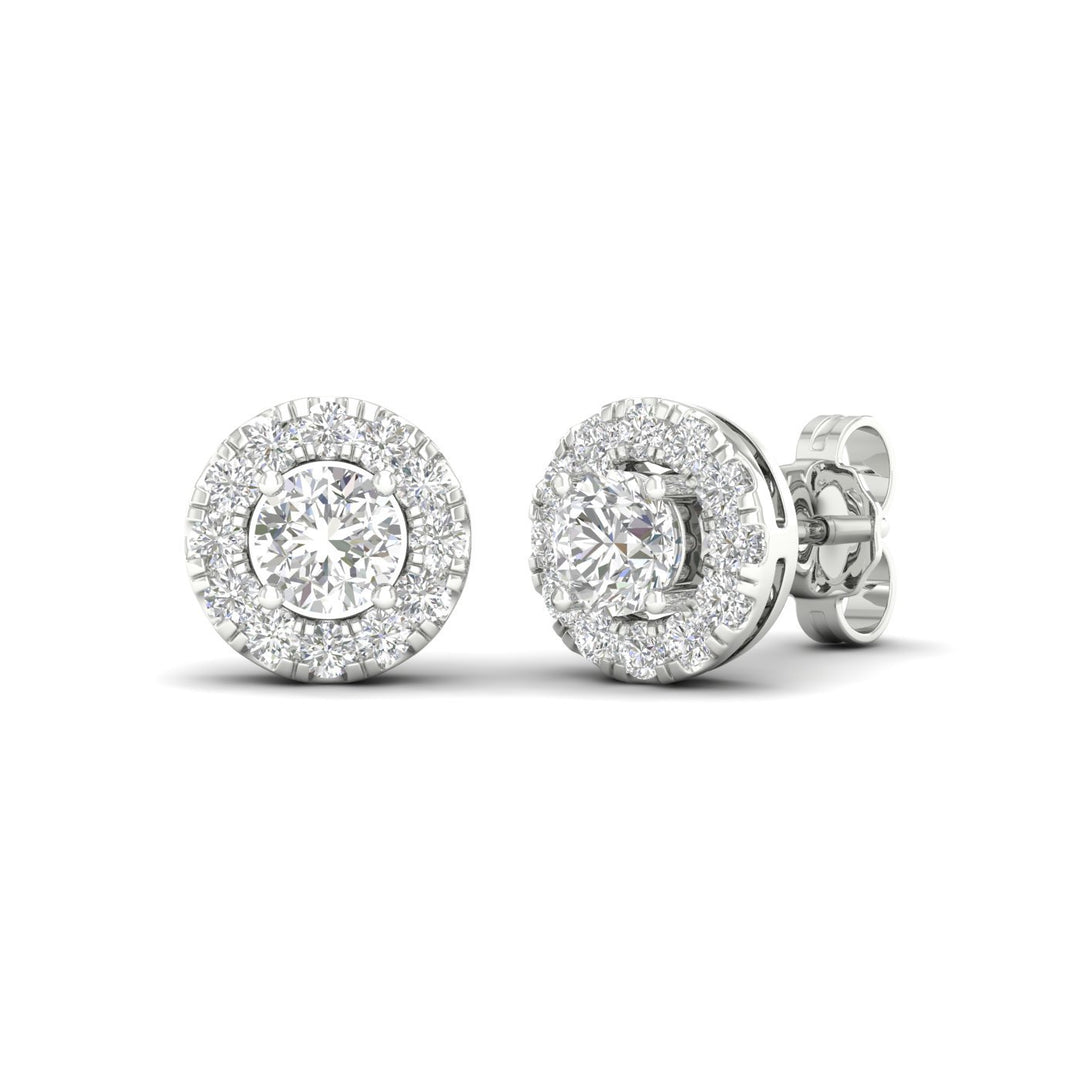 Brilliant 14K White Gold 1CT Lab Diamond Stud Earrings