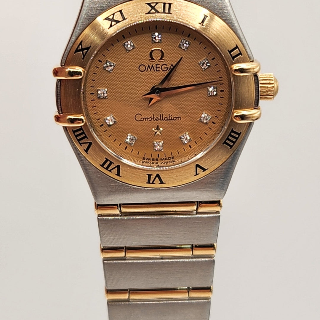 Omega Constellation 18k Gold & Stainless Steel Diamond Dial Women's Watch 22mm