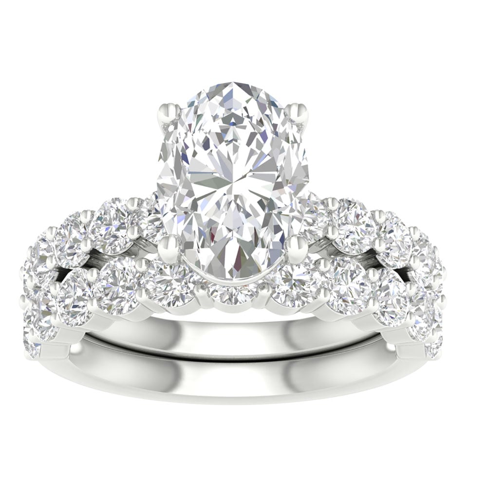 Brilliant 14K White Gold 6CT Lab Diamond Bridal Ring Set