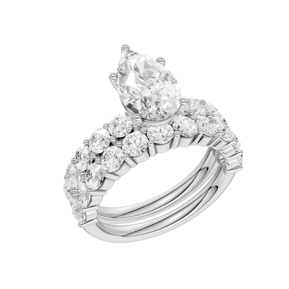 14k White Gold 4CT Lab Diamond Bridal Brilliance Set