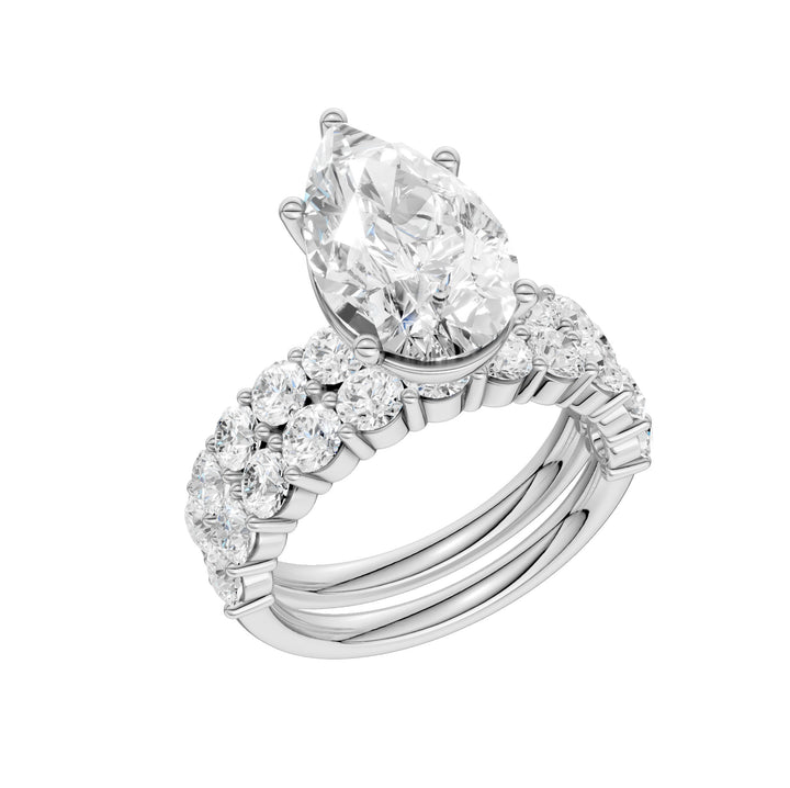 Brilliant 14K White Gold 6CT Lab Diamond Bridal Ensemble