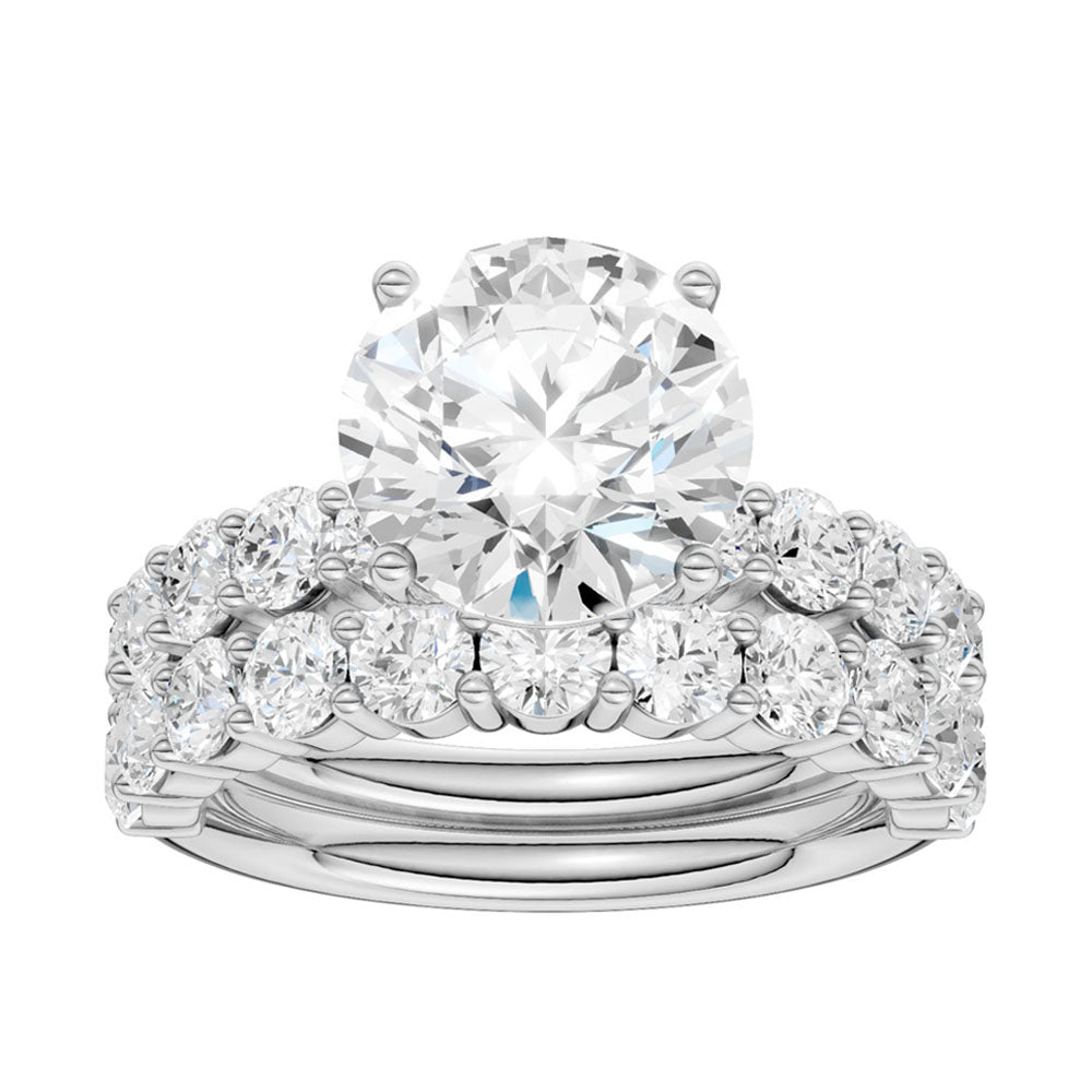 Certified 14K White Gold 5CT Lab Diamond Bridal Ring Set