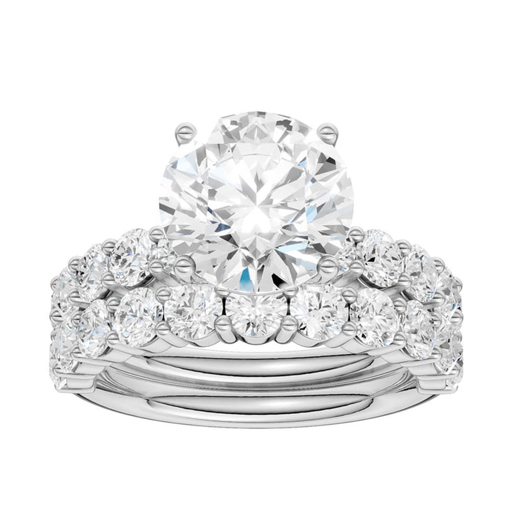 Certified 14K White Gold 5CT Lab Diamond Bridal Ring Set