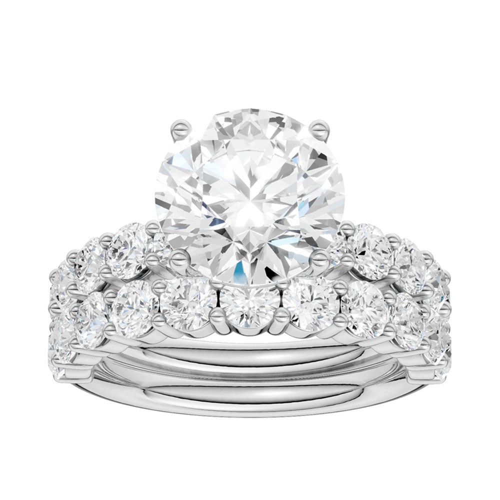 Brilliant 14K White Gold 4CT Lab Diamond Bridal Ring Set