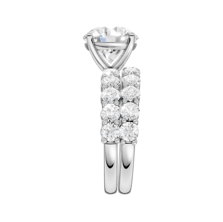 Certified 14K White Gold 5CT Lab Diamond Bridal Ring Set