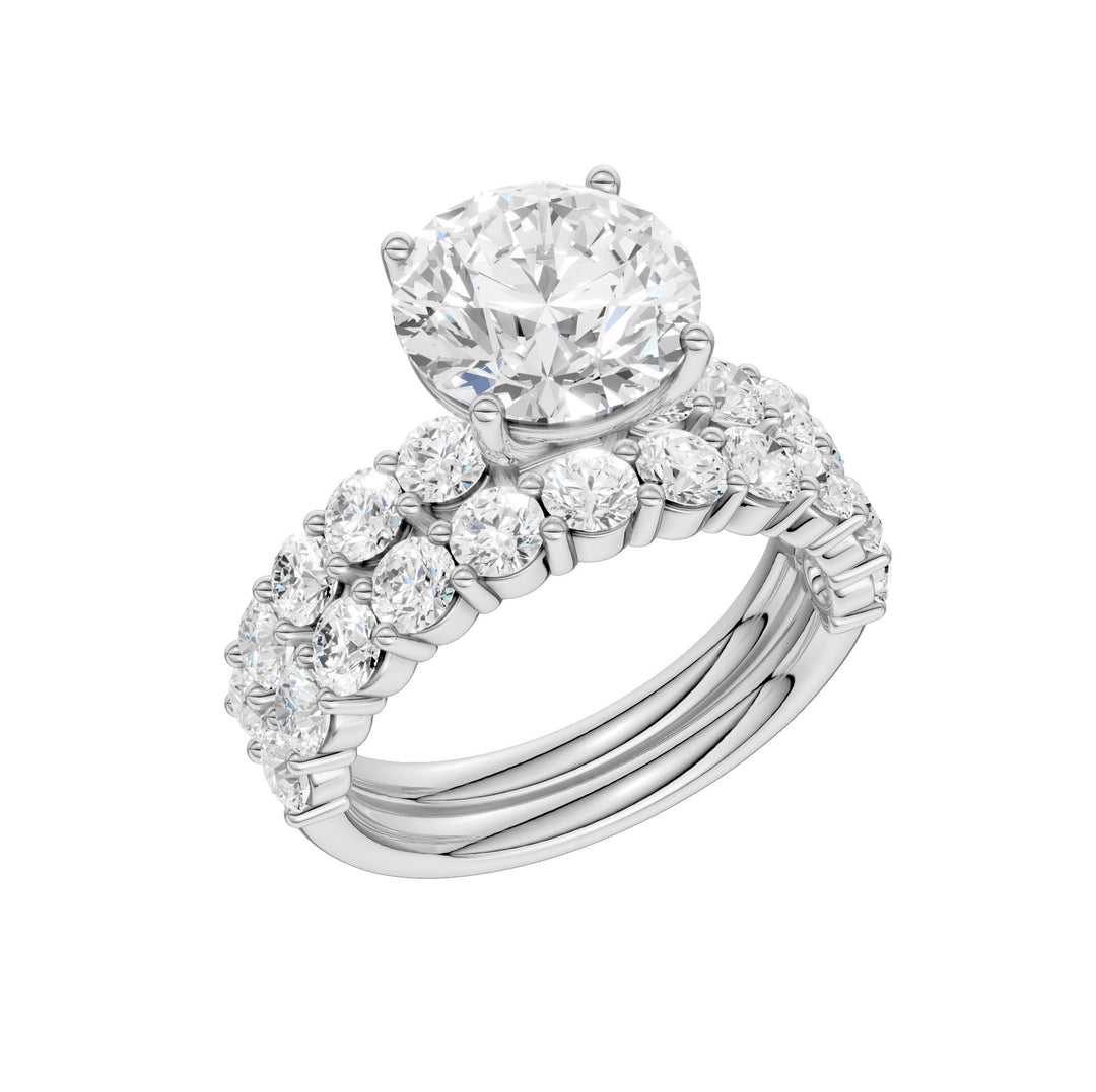 Certified 14K White Gold 5CT Lab Diamond Bridal Ring Set