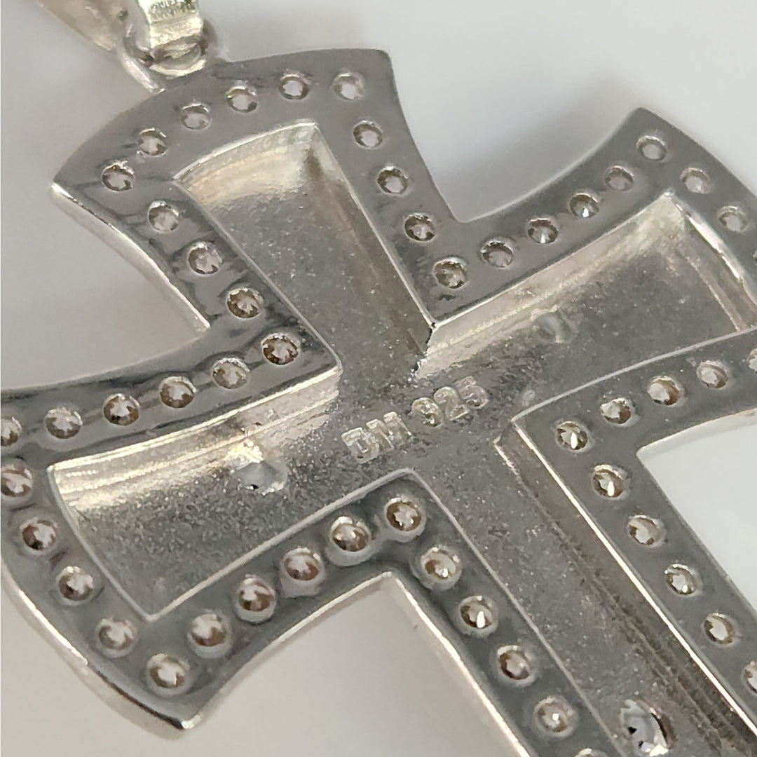 925 Sterling Silver  CZ Crucifix Cross Pendant