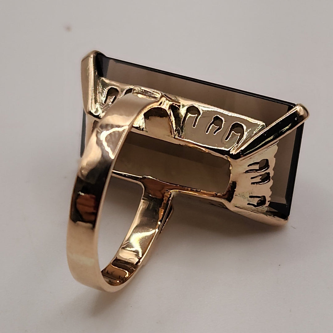14k Yellow Gold Natural Smoky Quartz Ring Size 7