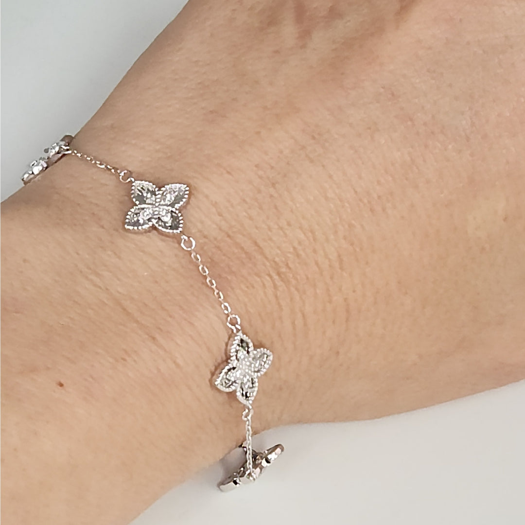 Elegant 925 Sterling Silver butterfly's bracelet 7.5"
