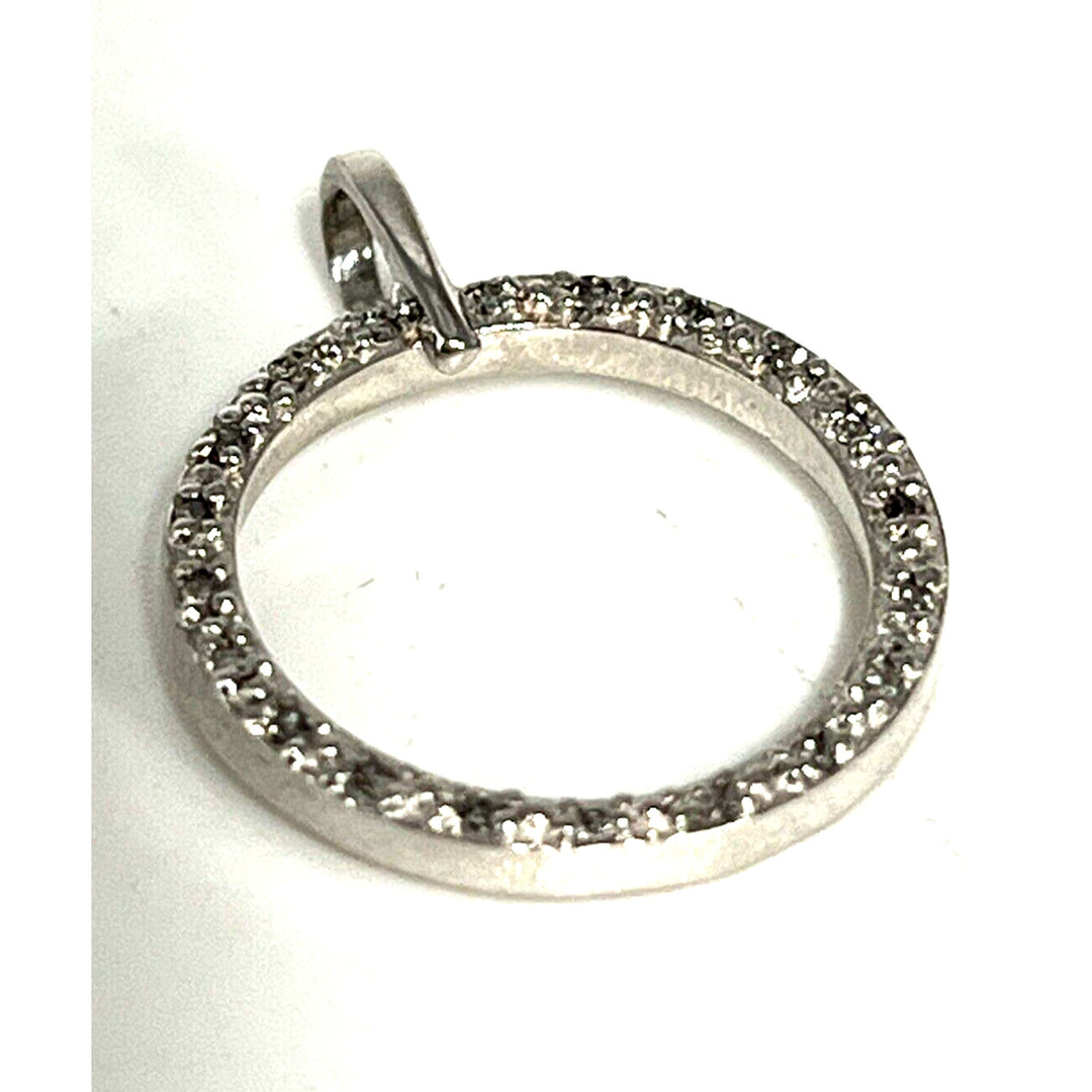 10k Diamonds White Gold Hoop Pendant Necklace 18"
